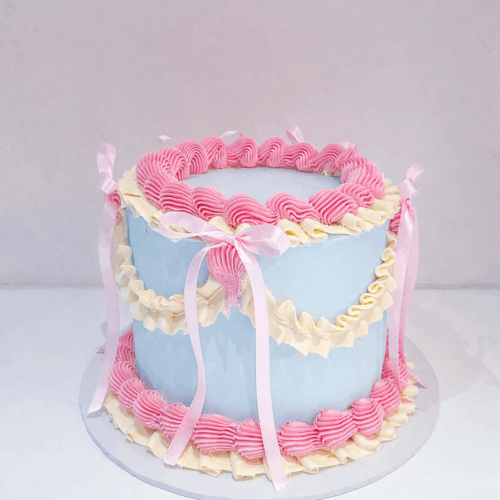Vintage gender reveal cake