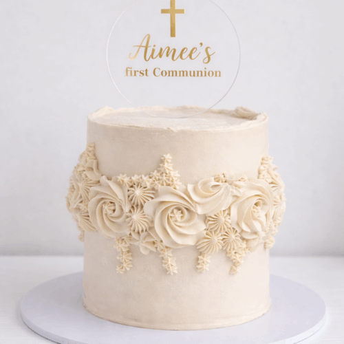 Floral wrap Buttercream Communion Cake