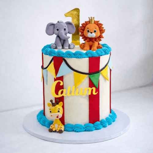 Circus animals themed cake