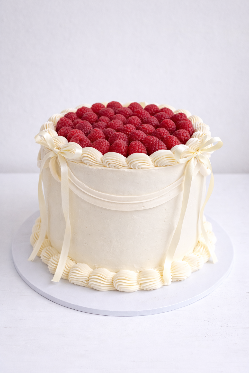 Vintage cake with raspberries on top