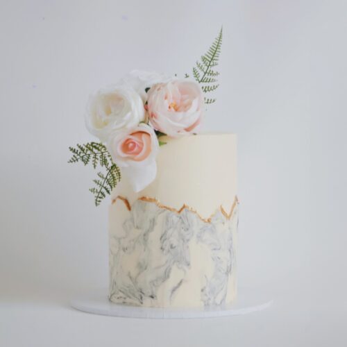 Marble Faultline Cake with Flowers – Statement Birthday Cake | Cake and All, Glasgow, North Lanarkshire