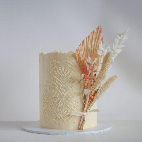 Dried Flowers and Stencil Cake – Elegant Buttercream Design | Cake and All, Bellshill, Glasgow, North Lanarkshire