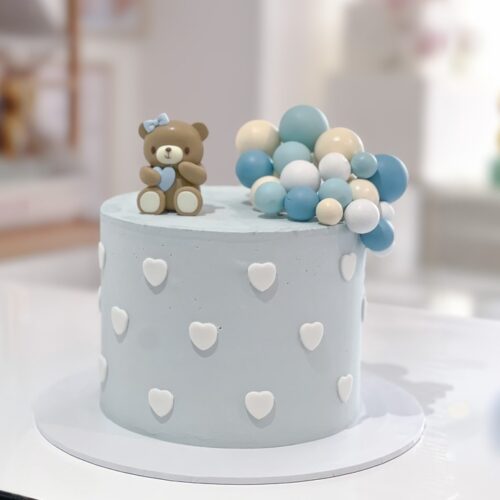 Hearts and teddy cake – Custom Kids Birthday Cake | Cake and All, Glasgow
